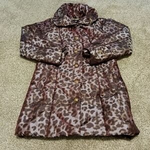 Dennis Basso Leopard / Cheetah Print Quilted Coat Women's Size XS